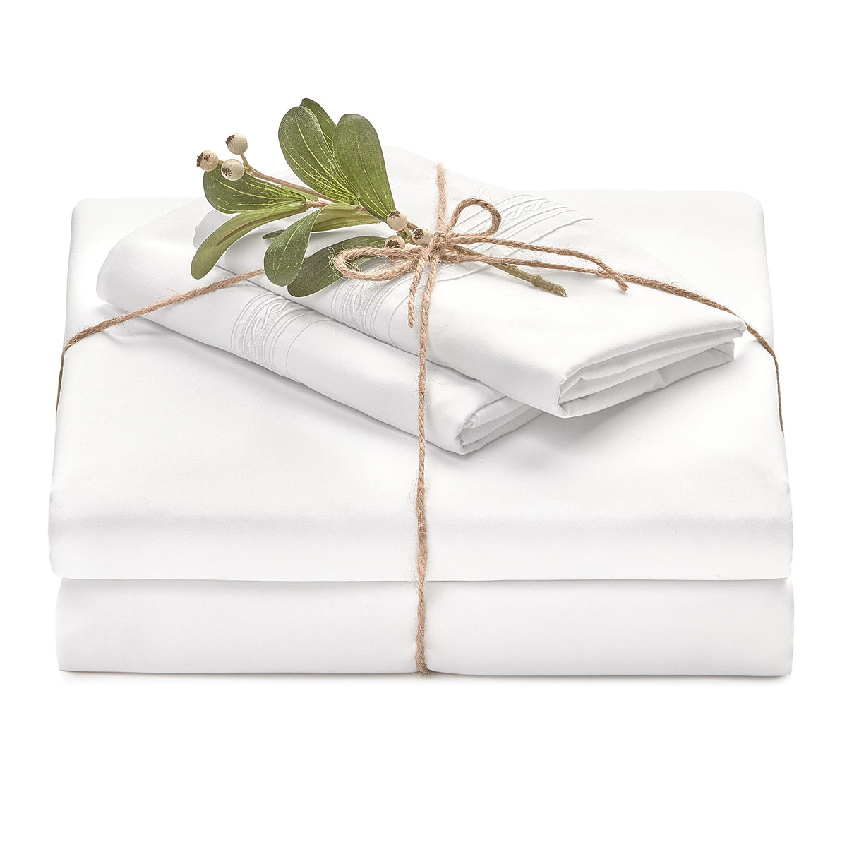 Chanasya Premium Soft White King Bed Sheets Set 4-Piece - Percale Microfiber - Fitted Sheet Flat Sheet And Pillow Cases - Deep P