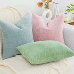 Decoruhome Couch Throw Pillow Covers 20X20 Set Of 2, Decorative Soft Chenille Solid Dyed Spring Pillow Covers For Sofa Bed Living Room, Aqua Haze