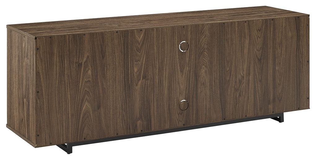 Crosley Furniture Silas Low Profile TV Stand for 65+ inch TVs, Entertainment Center with Storage Shelves, Walnut