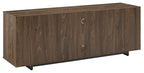 Crosley Furniture Silas Low Profile TV Stand for 65+ inch TVs, Entertainment Center with Storage Shelves, Walnut