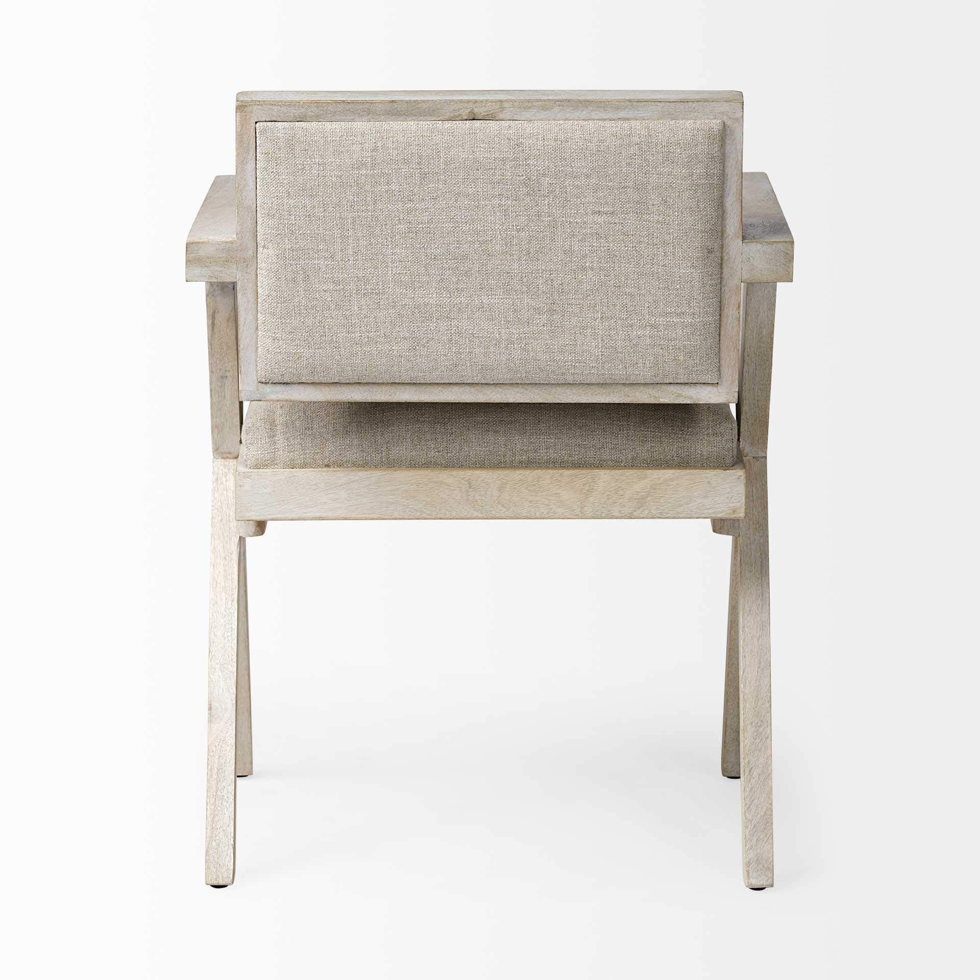 HomeRoots Cream Fabric Wrap with Blonde Wooden Frame Dining Chair