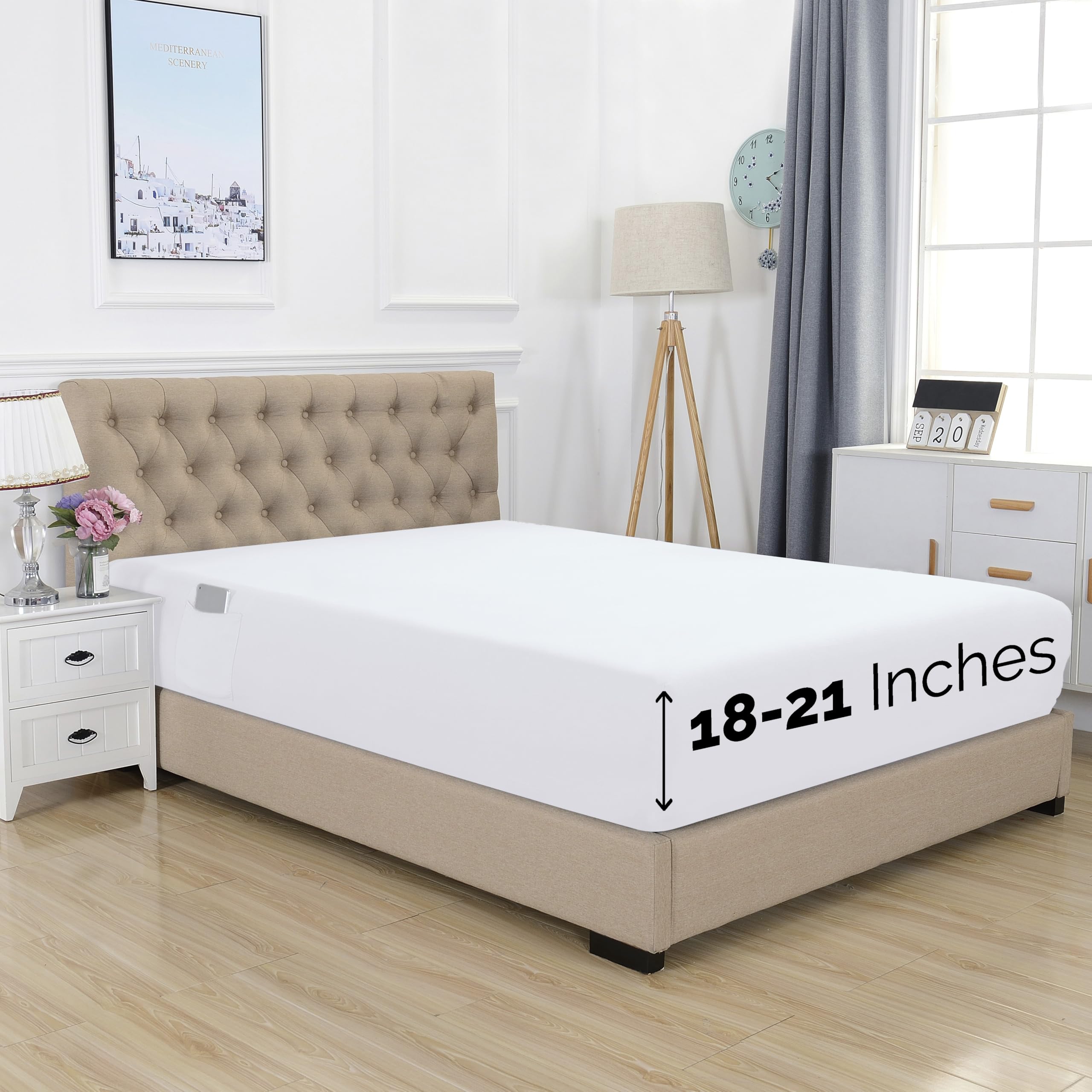 Elegant Comfort 1500 Premium Hotel Quality 18-21 Inches Deep - Extra Deep Pocket Single Fitted Sheet For High Mattress, Luxury A