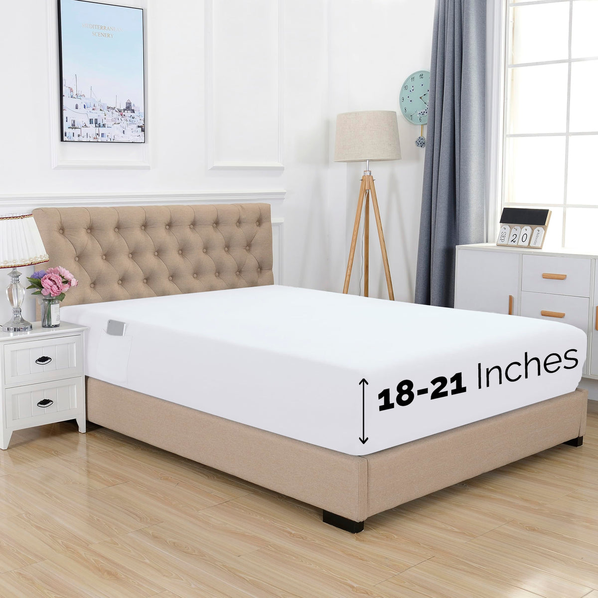 Elegant Comfort 1500 Premium Hotel Quality 18-21 Inches Deep - Extra Deep Pocket Single Fitted Sheet For High Mattress, Luxury A