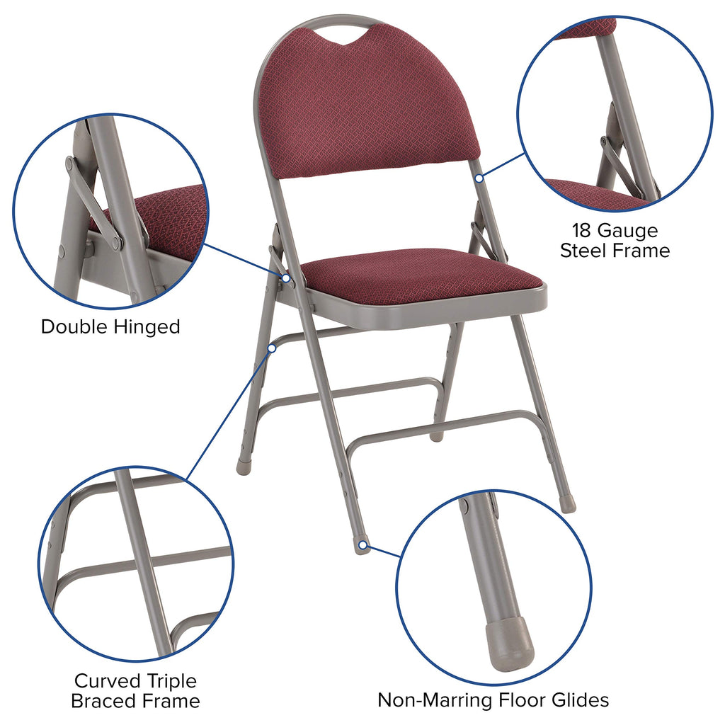 Hercules Series Folding Chair [Set Of 2] Finish: Burgundy