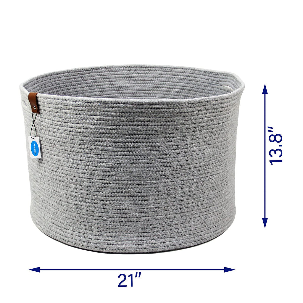 Casaphoria Xxxlarge Cotton Rope Basket For Living Room - Woven Storage Basket With Handle For Blankets, Towels And Pillows Laund