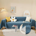 Handontime Navy Blue Sectional Couch Covers, Sofa Covers For 3 Cushion Couch Chenille Couch Cover Durable Rv Dinette Cushion Covers With Floral Lace Couch Cover For Dogs Kids Easy Fitted, 71' X134'