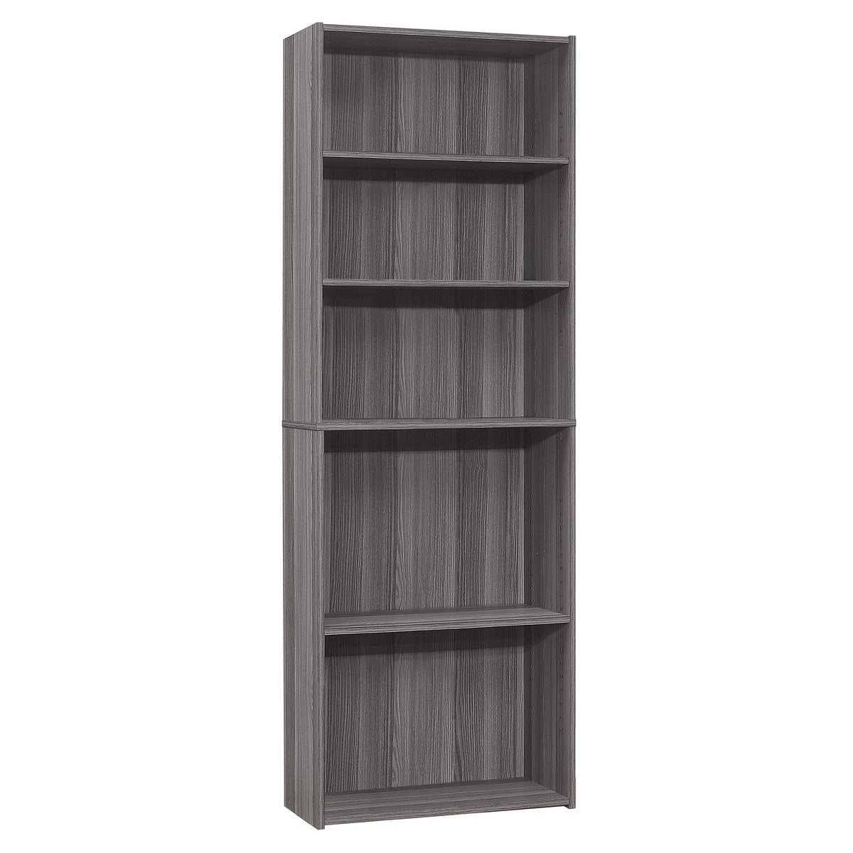 Monarch Specialties I BOOKCASE-72 H/Grey with 5 Shelves Bookcase, Gray