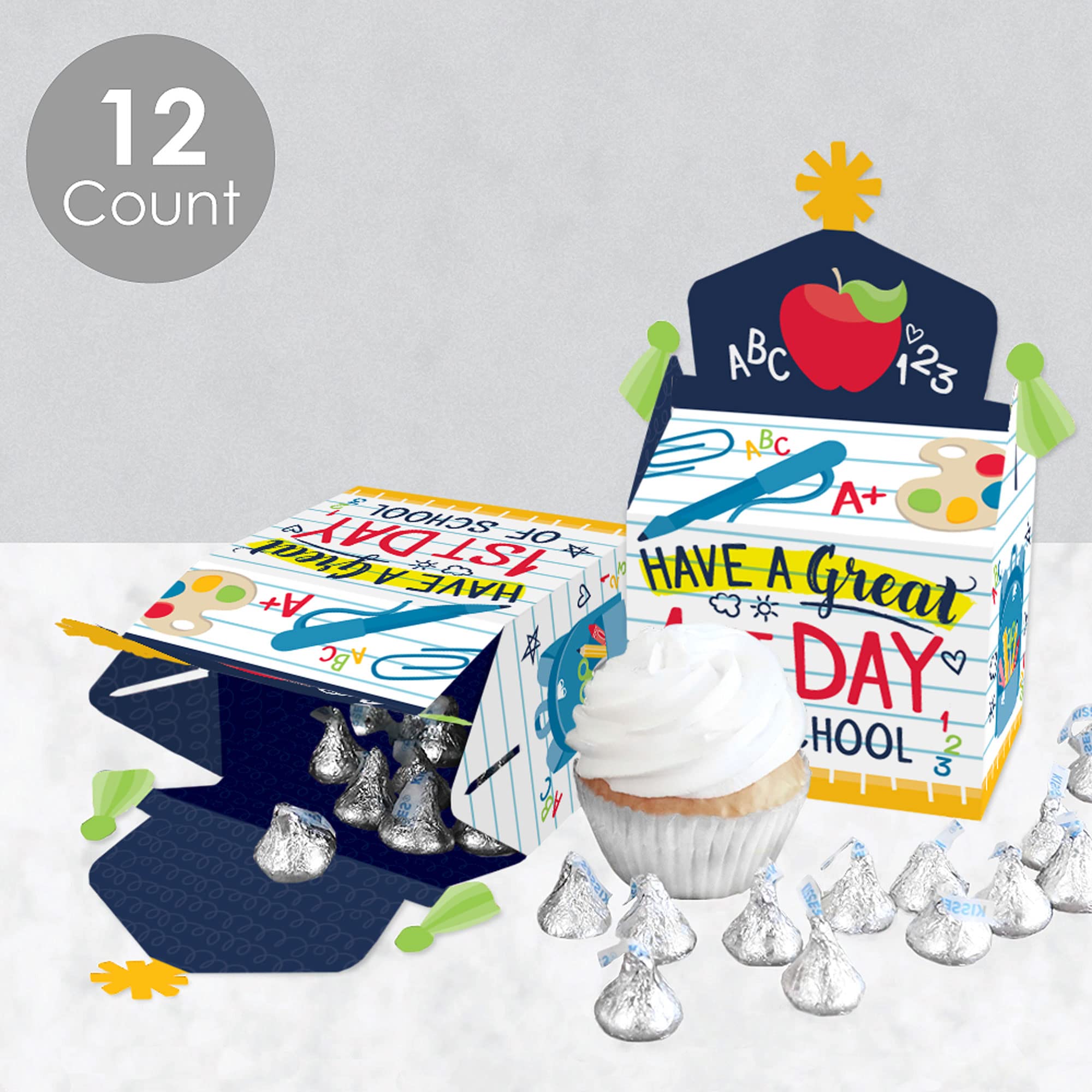 Big Dot Of Happiness First Day Of School - Treat Box Party Favors - Back To School Classroom Decorations Goodie Gable Boxes - Se