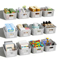 Plastic Storage Basket for Organizing 12 Pack Small Storage Bins Container for Shelves, White Shelf Baskets with Handles for Org