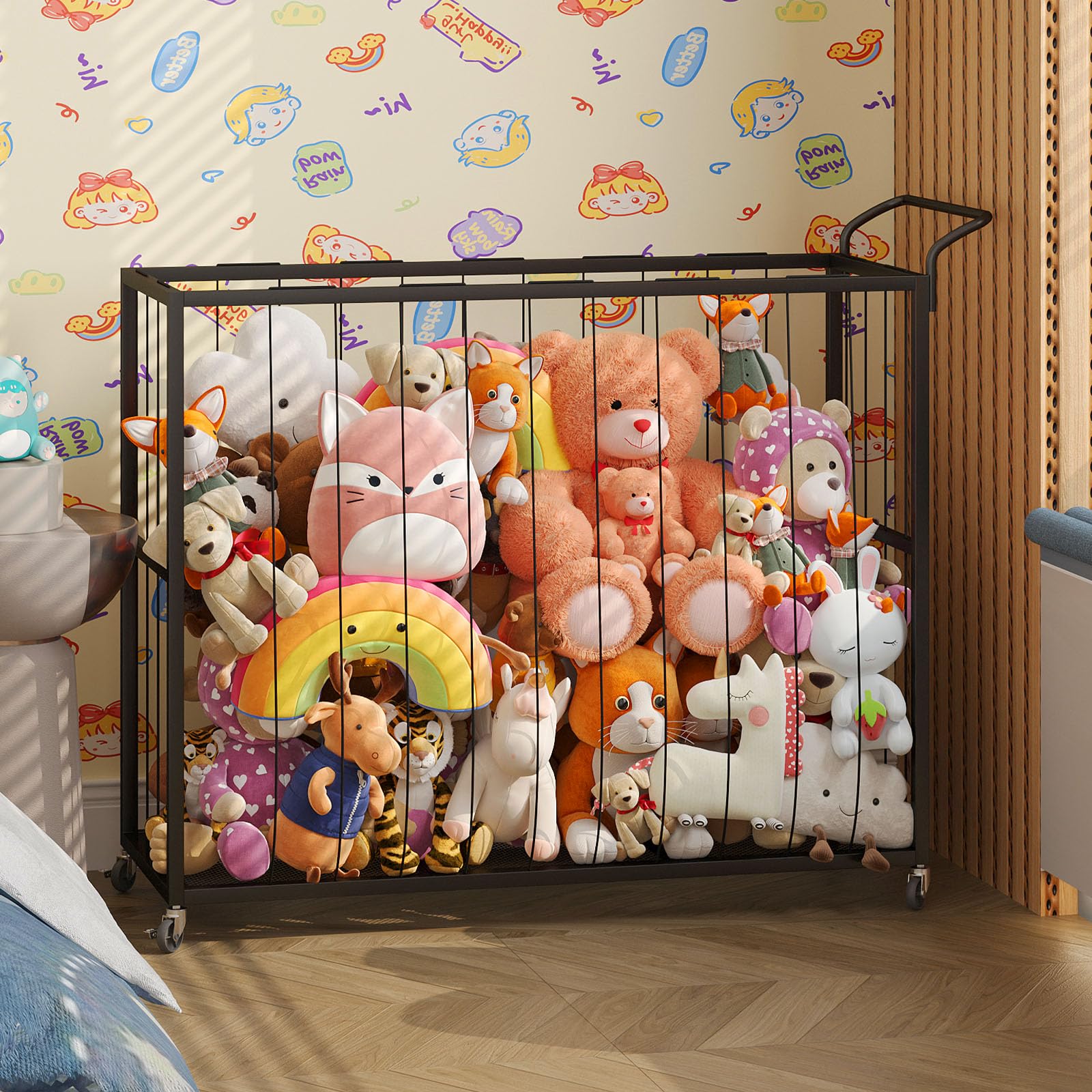 Bblike Stuffed Animal Storage Tower Rolling Cart - Zoo Cage Organizer For Kids' Plush Toys - Extra Large Storage Holder For Stuf