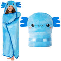 Axolotl Wearable Hooded Blanket For Adults - Super Soft Warm Cozy Plush Flannel Fleece & Sherpa Hoodie Throw Cloak Wrap - Axolot
