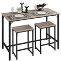 Yaheetech 3 Piece Dining Table Set, 47.5' Industrial Bar Table Set, Counter Height Kitchen Table With Bar Stools Set Of 2, Kitchen Bar Height Table And Chairs For Dining Room, Small Space, Apartment