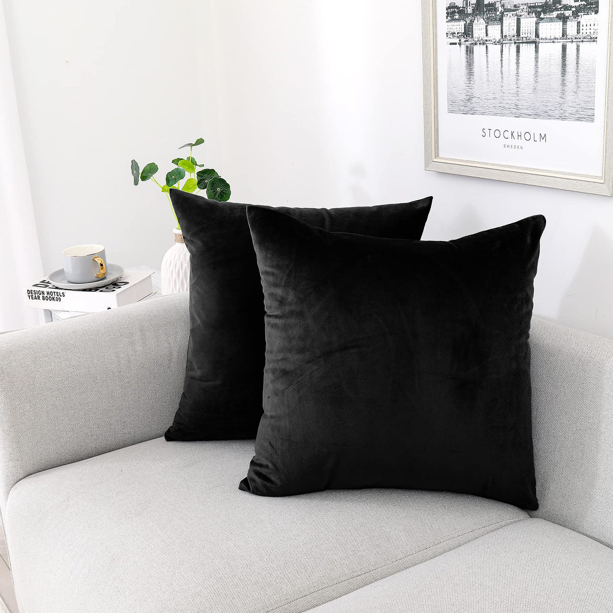 NiNi ALL Teal Velvet Throw Pillow Covers 12x12 Pack of 2 Decorative Couch