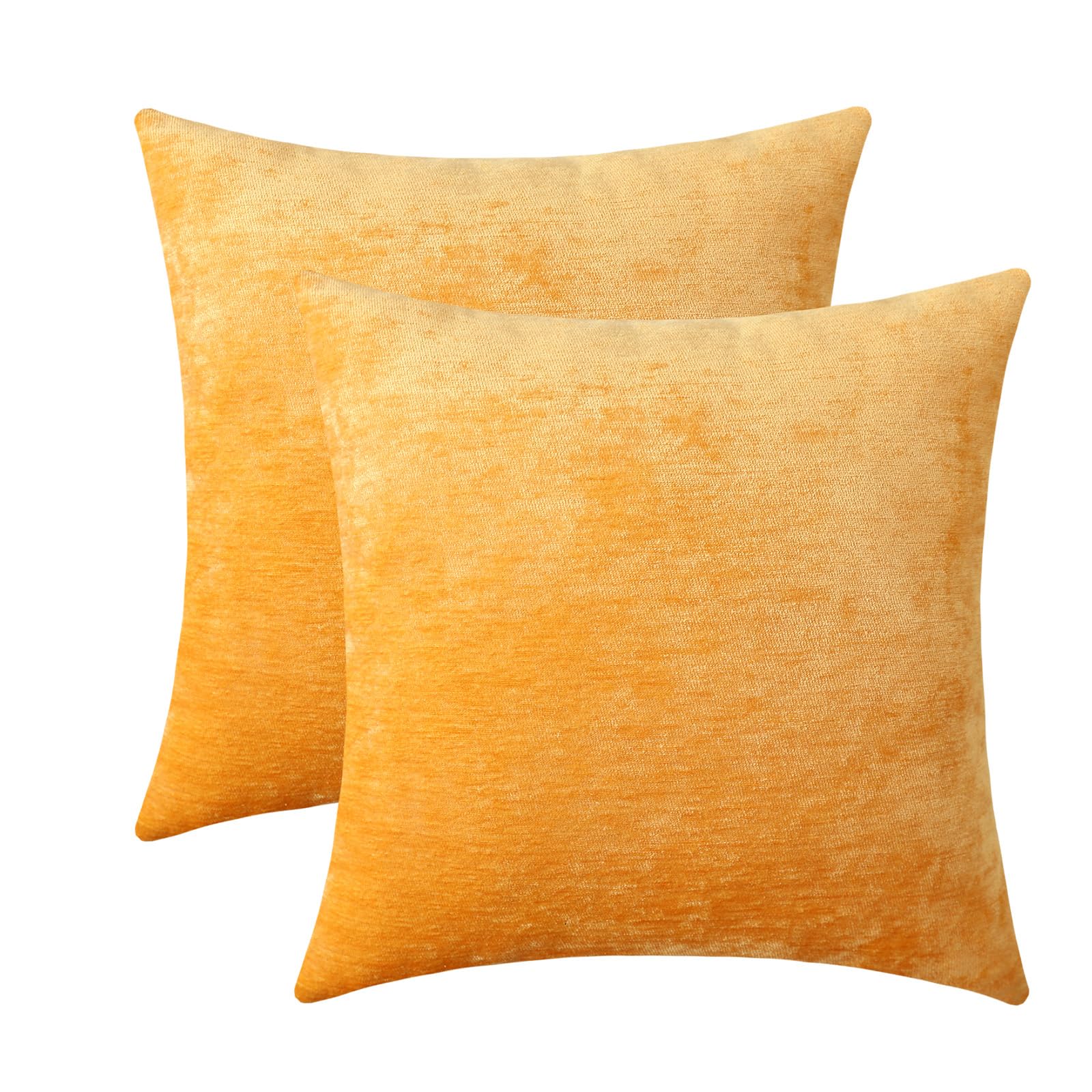 Jeneoo Gold Yellow Decorative Throw Pillow Covers Soft Chenille Comfy Solid Mustard Couch Cushion Case Decor (Set Of 2, 18 X 18