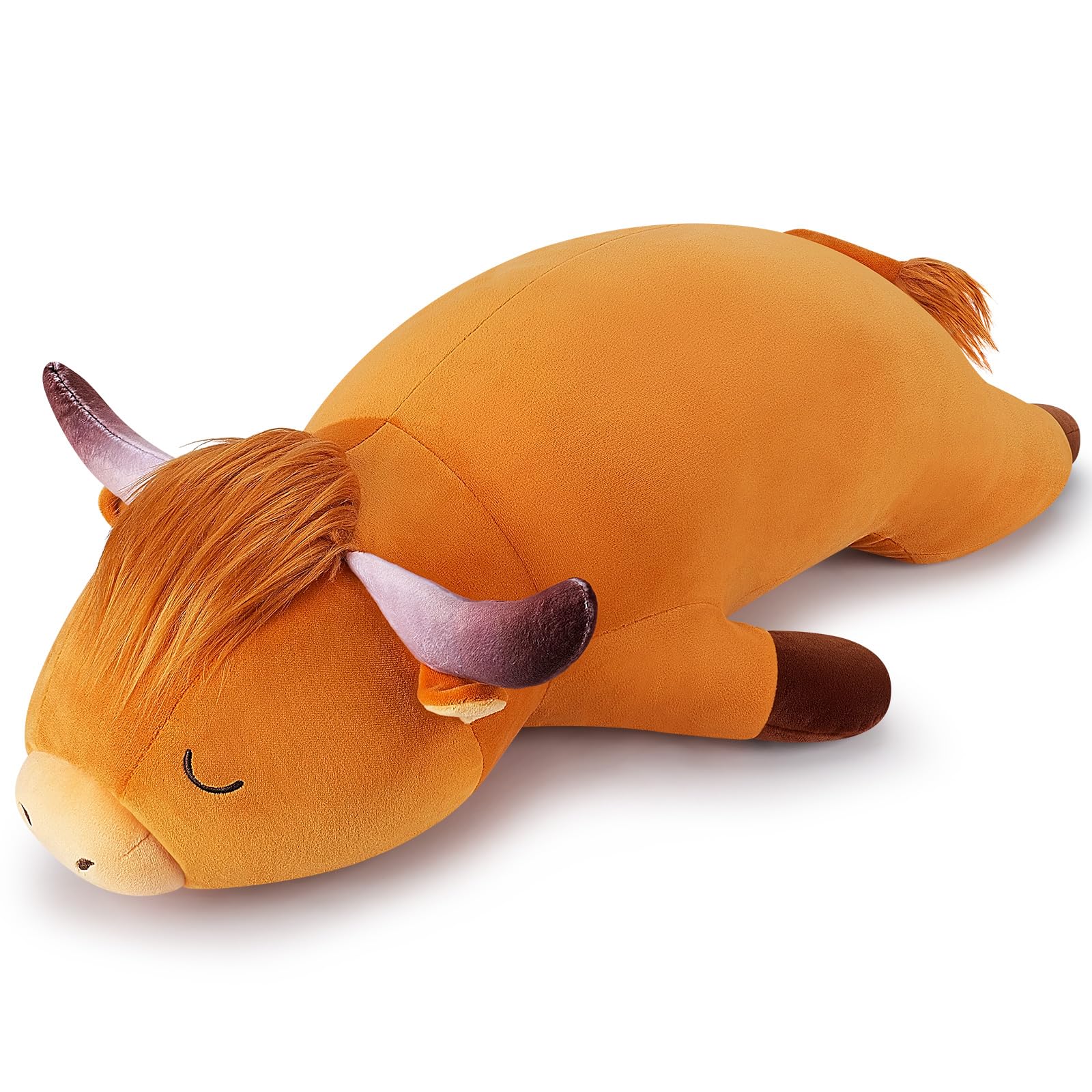 Auspicious Beginning 30' Giant Highland Cow Plush Stuffed Animal- Large Highland Cow Pillow Plushies, Sleeping Plush Toy,Huggin