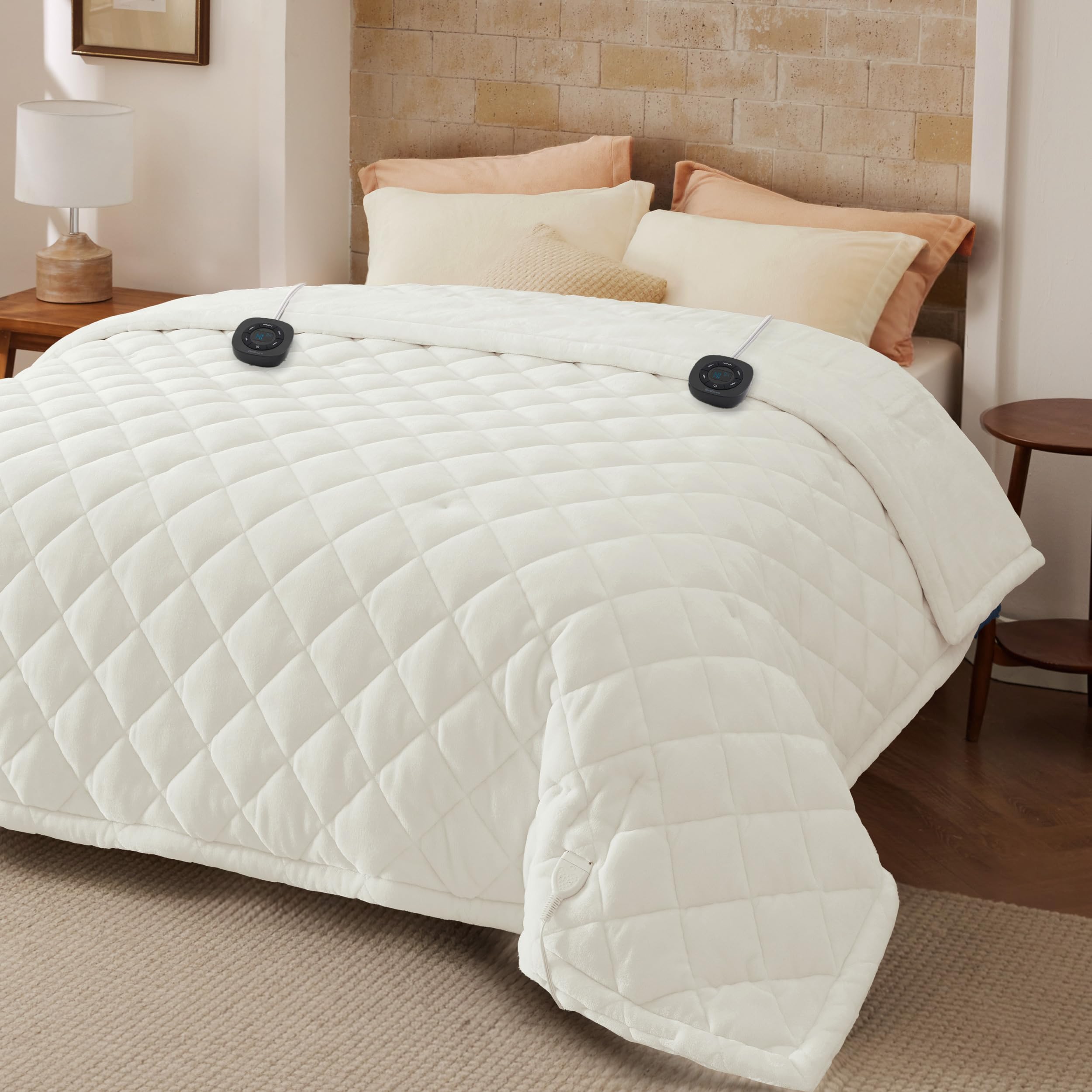 Bedsure Electric Blanket Queen Size - Dual Control Heated Weighted Blanket Queen with 10 Heat Settings, Fast Heating with 10 Tim