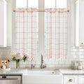 DriftAway Kitchen Curtains Striped Tier Linen Short Curtains Windowpane Plaid Cafe Curtains 45 Inch Length for Living Room Bathr
