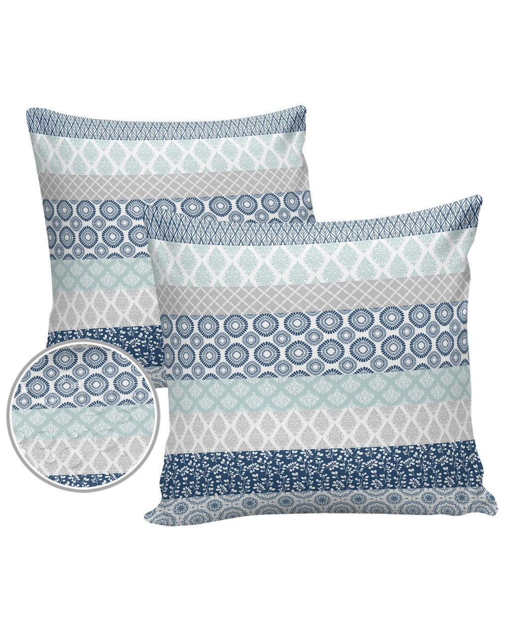 Outdoor Waterproof Throw Pillow Covers Set Of 2 Blue Boho Stripe Tribal Vingtage Lumbar Pillowcases 18X18 Inches Bohemian Style