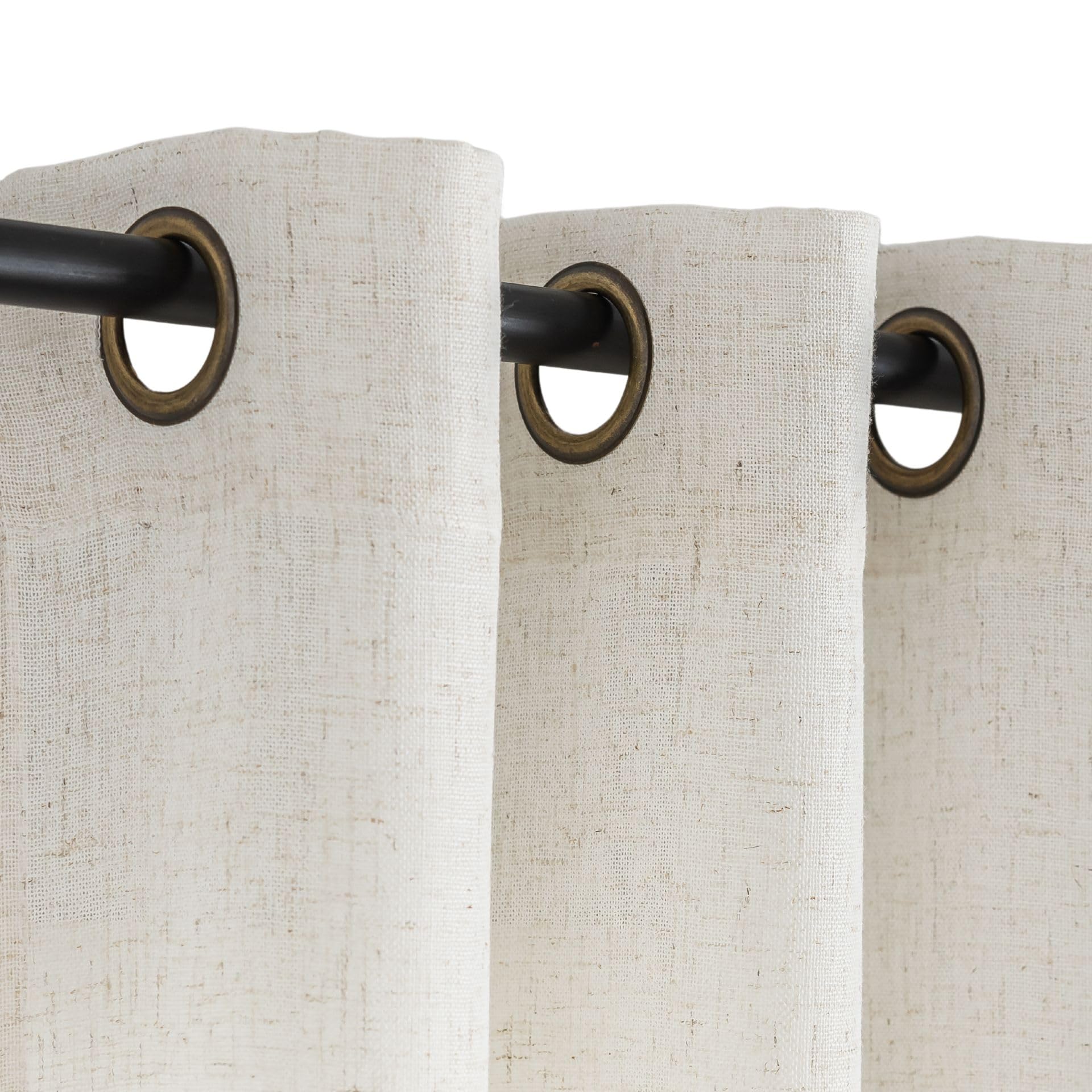 Voilybird Palma 108 Inches Long Bronze Grommet Sheer Curtains For Living Room Natural Color Draperies (52'W X 108'L, 2 Panels,