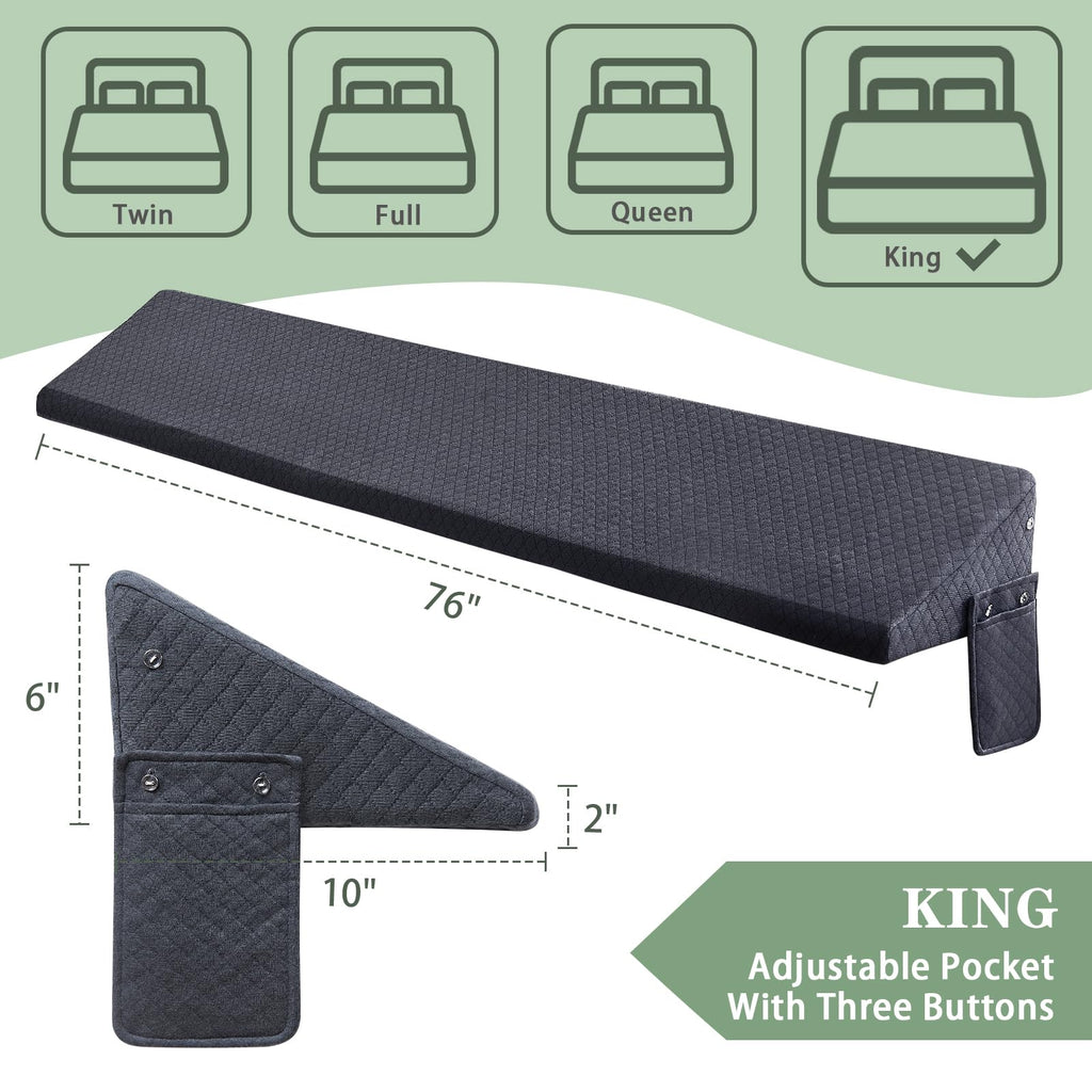 King Size Bed Wedge Pillow - For Headboard Gap/Headboard Pillow/Mattress Wedge /Bed Gap Filler (76''X10''X6'') - Bloster Triangl
