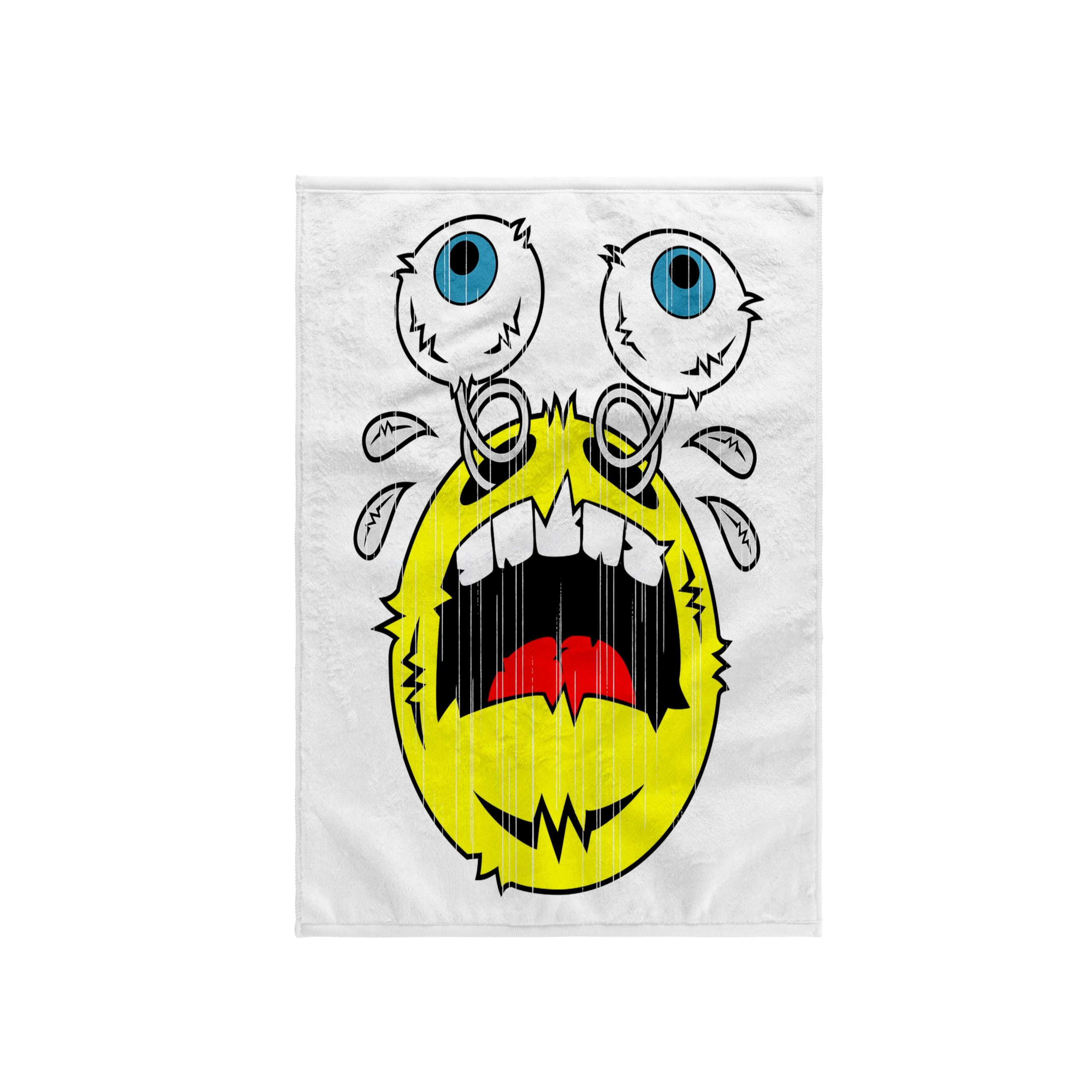 3D Rose Freaking Emoticon Crying with Eyes Popped Out Distressed Graphics TWL_173495_1 Towel, 15 x 22, Multicolor