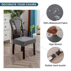 Genina Waterproof Seat Covers For Dining Room Chair Covers Waterproof Dining Chair Covers (4 Pcs-Rear-Covered, Dark Gray)