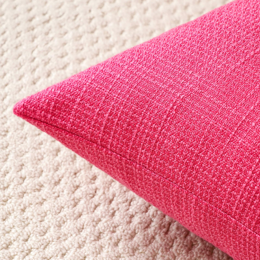 Otostar Linen Throw Pillow Covers Set Of 2 Decorative Square Pillowcases Cushion Covers 26X26 Inch For Home Decor Sofa Bedroom Car 65 X 65 Cm Hot Pink