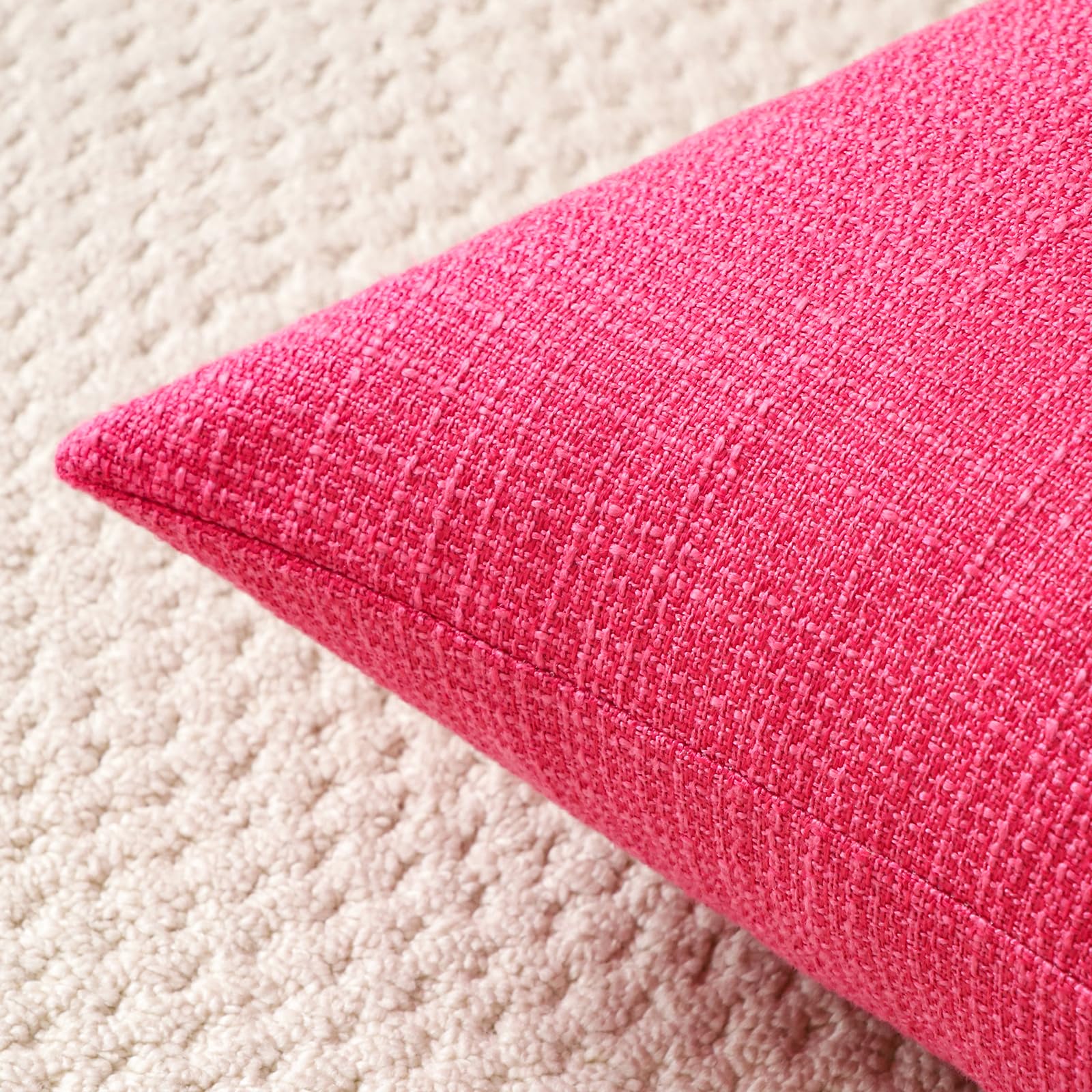 Otostar Linen Throw Pillow Covers Set Of 2 Decorative Square Pillowcases Cushion Covers 26X26 Inch For Home Decor Sofa Bedroom Car 65 X 65 Cm Hot Pink