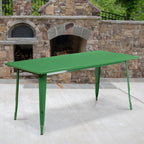 Flash Furniture Charis Commercial Grade 31.5" x 63" Rectangular Green Metal Indoor-Outdoor Table