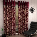 Home Sizzler 2 Piece Eyelet Polyester Scroll Frill Window Curtain Set  5ft, Maroon