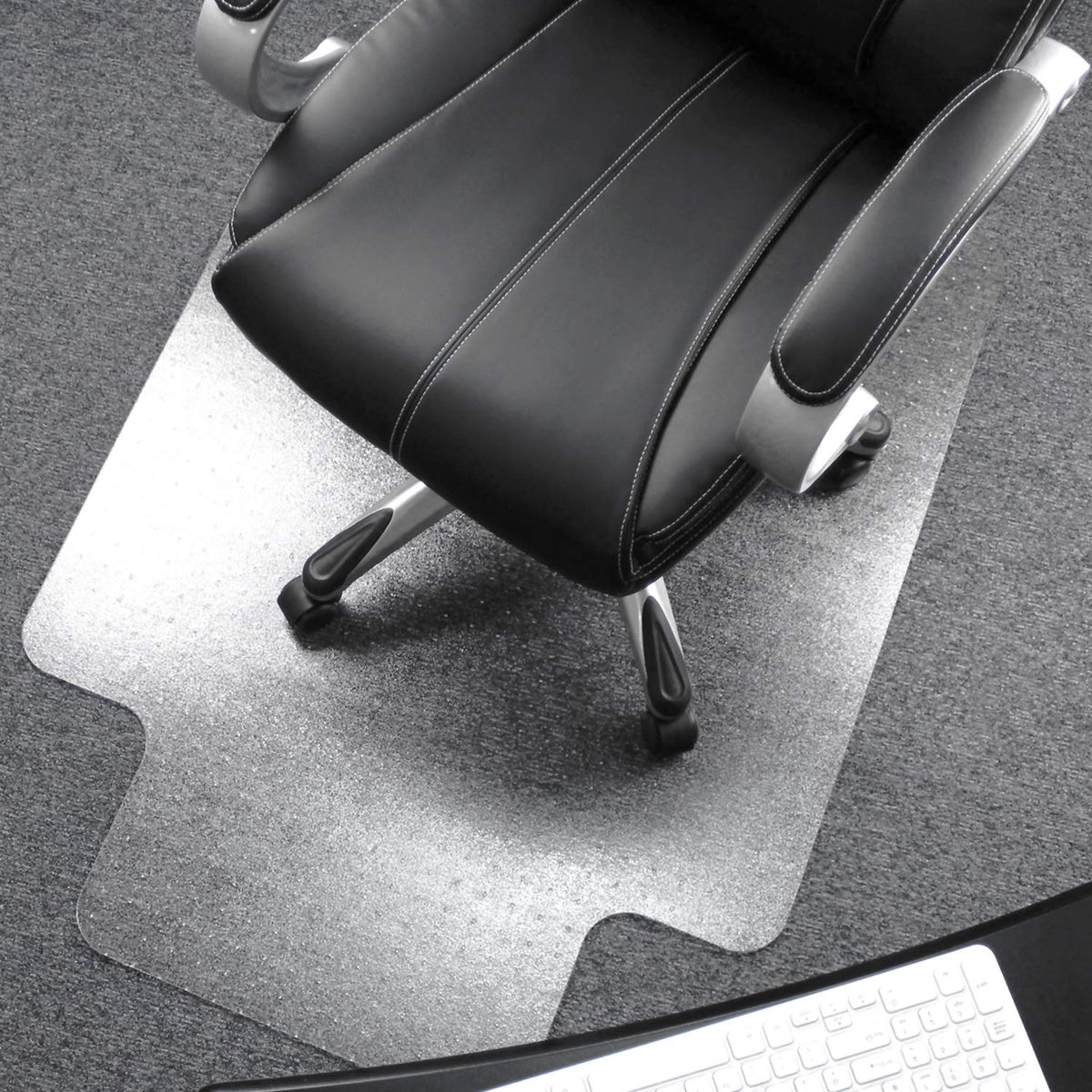 Floortex Solutions FR1115223LR 48 x 60 Inch Polycarbonate Clear Office Floor Chair Mat with Lip for Low/Medium Pile Carpets, Clear