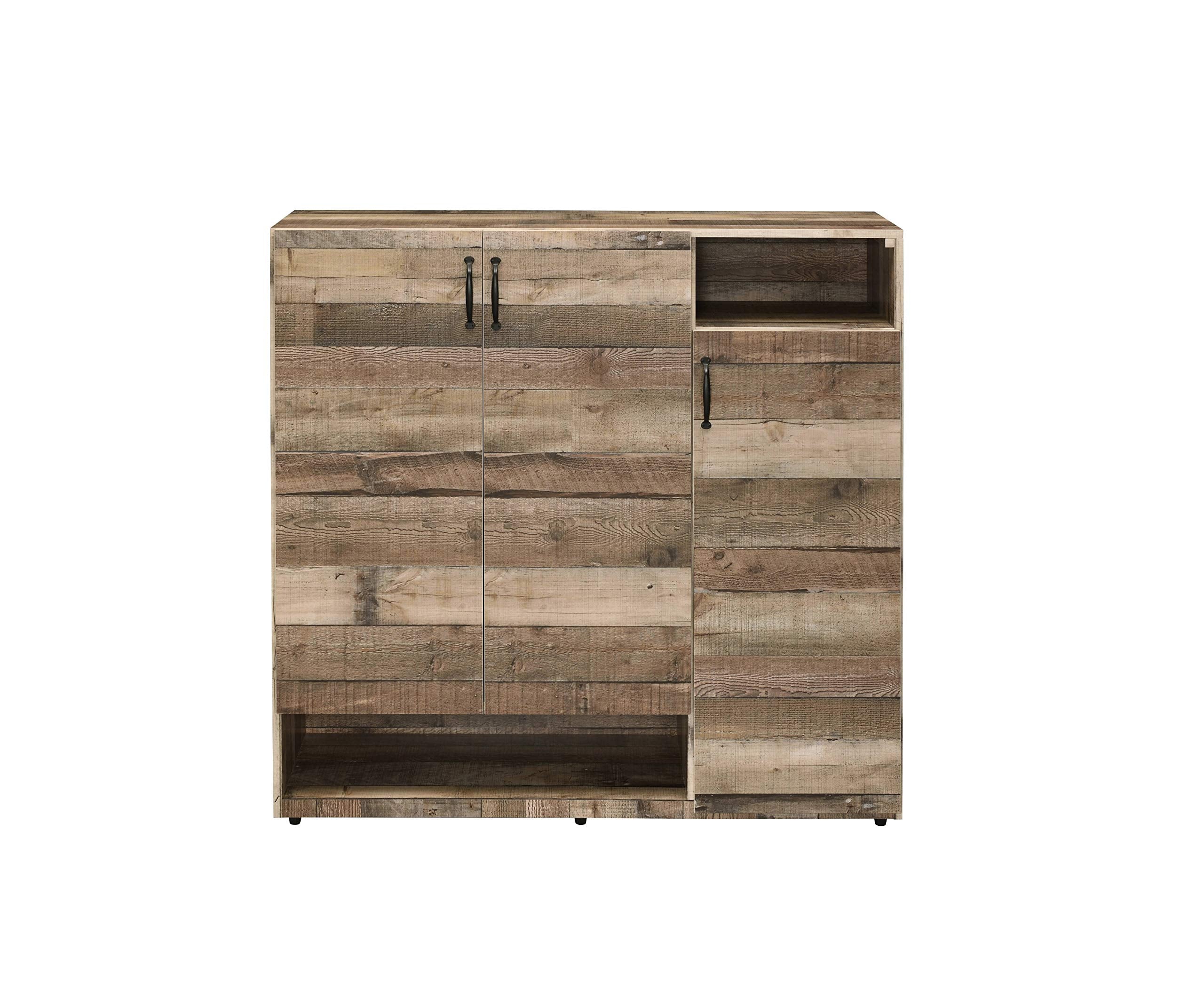 Acme Howia 3-Door Wooden Cabinet With 2 Compartments In Rustic Gray Oak