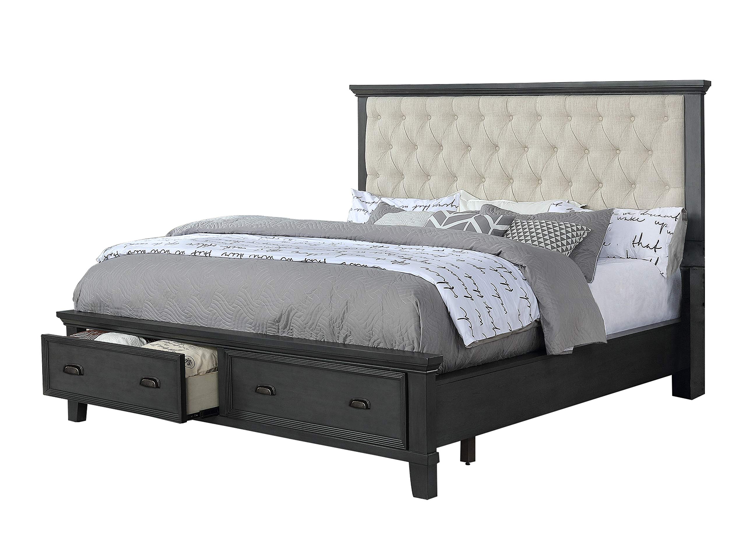 Best Quality Furniture California King Bed Only Only, Gray
