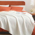 Phf 100% Cotton Waffle Weave Blanket Queen Size 90'X90' - Lightweight Cozy Washed Soft Breathable Throw - Great Layer For Couch Bed Sofa - Elegant Aesthetic Home Decoration Gift - Cream