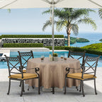Youngseahome Outdoor Tablecloth Wrinkle-Free Stain Resistant Waterproof Polyester Fabric Table Cover With Zipper Umbrella Hole For Picnic/Party/Dinner/Patio Garden(70Inch Round,Zippered,Flax)