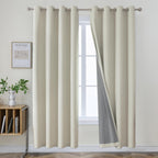 Joydeco Light Beige 90 Inch Blackout Curtains, Blackout Curtains 90 Inches Long For Living Room Bedroom, Thermal Insulated Linen