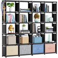 Mavivegue Book Shelf, 20 Cube Storage Organizer, Diy Bookcase, Metal Cube Bookshelf,Tall Book Case For Bedroom, Living Room,Office,Closet Storage Organizer, Black Cubicle Storage Rack
