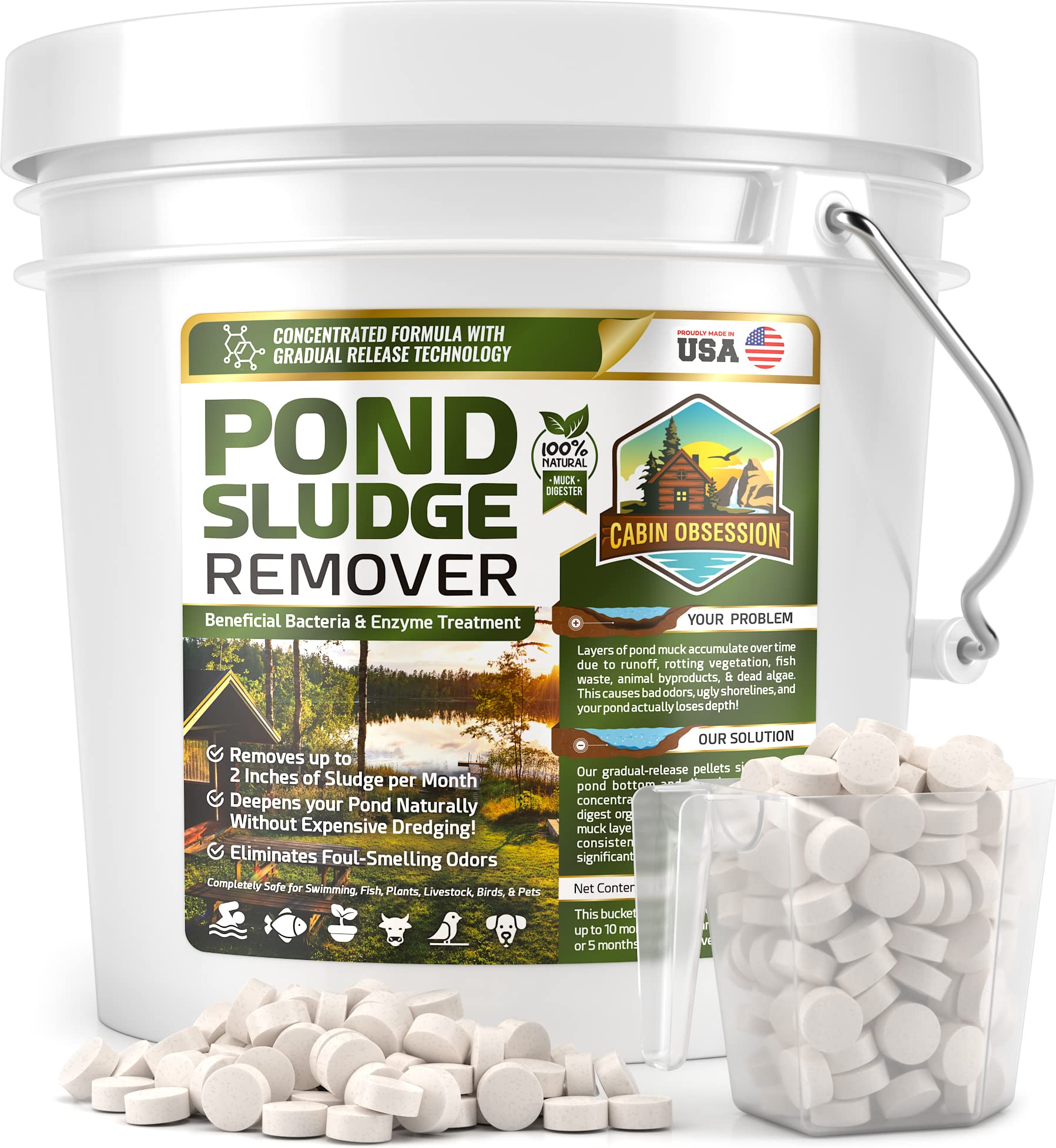 Pond Sludge Remover - 10 Pounds Beneficial Pond Bacteria & Enzyme Treatment - 100% Natural Muck Digester - Safe For All Aquatic
