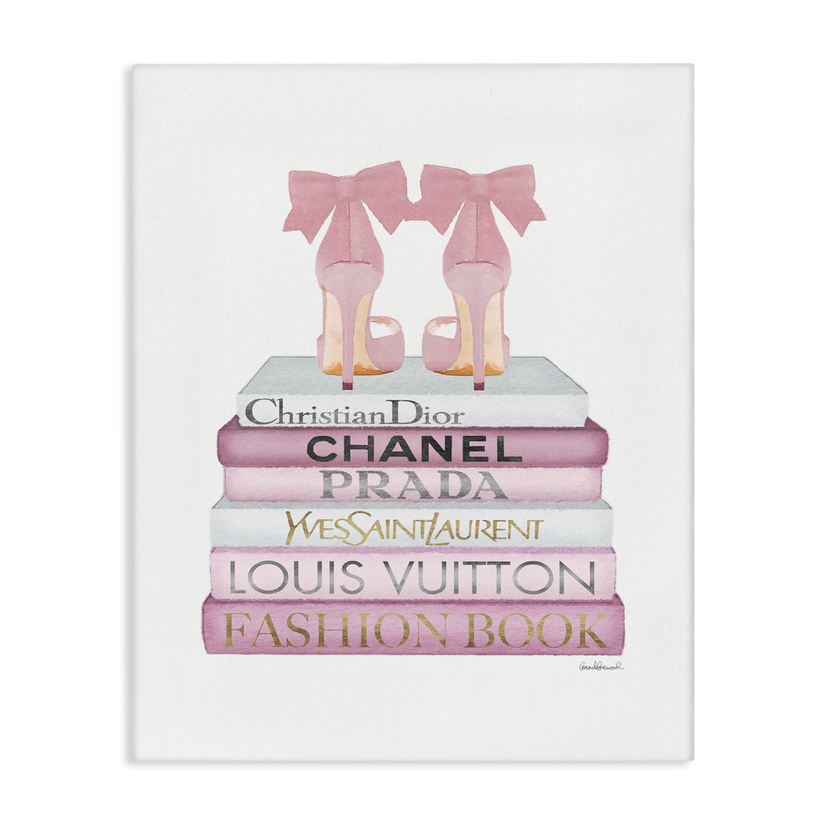 Pastel Pink Heels Books Glam, 24 x 30 Inch Canvas Wall Art