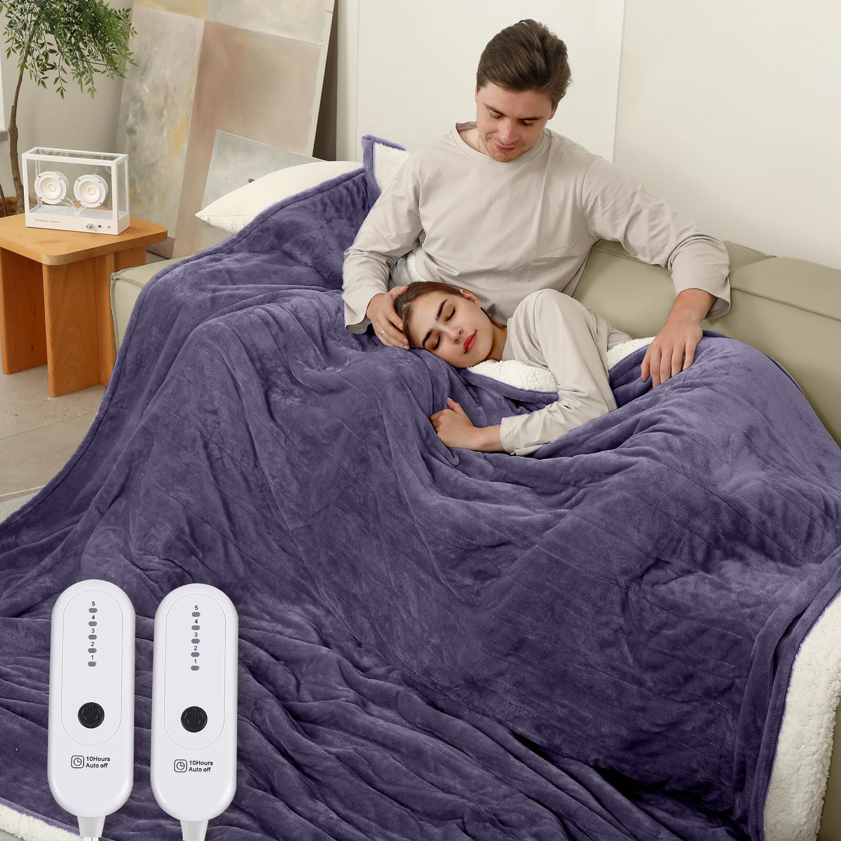 Estingo King Heated Blanket, Electric Blanket King Size Dual Control With 10 Hours Auto Off & 5 Heating Levels, King Heating Bla