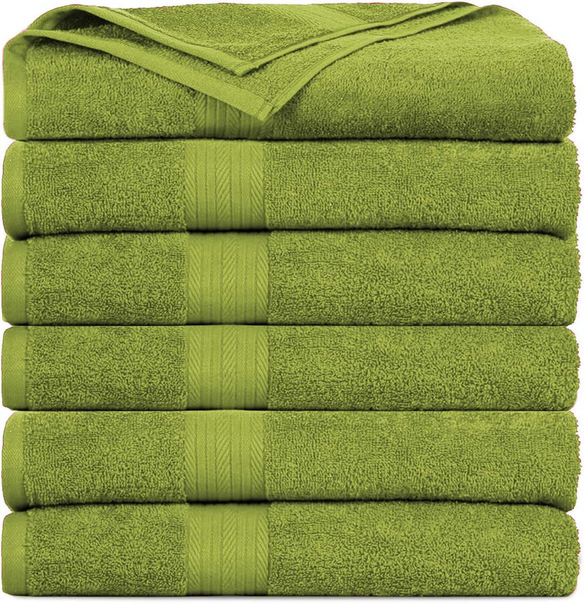 Vocal Store Ultra Soft, Super Absorbent, 100% Cotton 6 Piece Bath Towel Set, 600 GSM, 30 inch x 60 inch (Green, Set of 6) TWV04