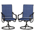 Phi Villa Patio Swivel Dining Chairs Set Of 2, All Weather Outdoor Chair With Textilene Mesh Fabric & Black Metal Frame For Outdoor Lawn Garden Poolside (Blue)