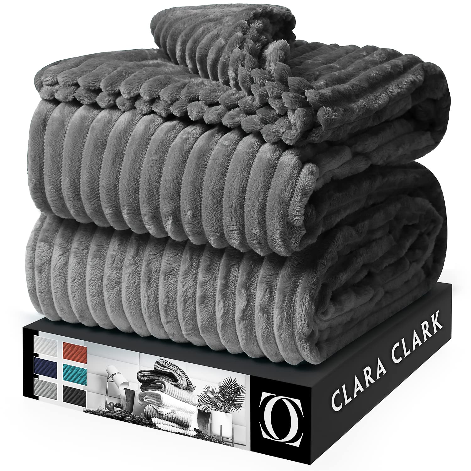 Clara Clark Cut Plush Fleece Throw Blanket - Throw Size - Lightweight Super Soft Fuzzy Luxury Bed Blanket For Bed - Machine Wash