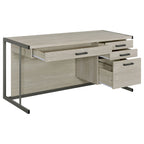 Coaster Home Furnishings Loomis 4-Drawer Rectangular Office Desk Whitewashed Grey and Gunmetal