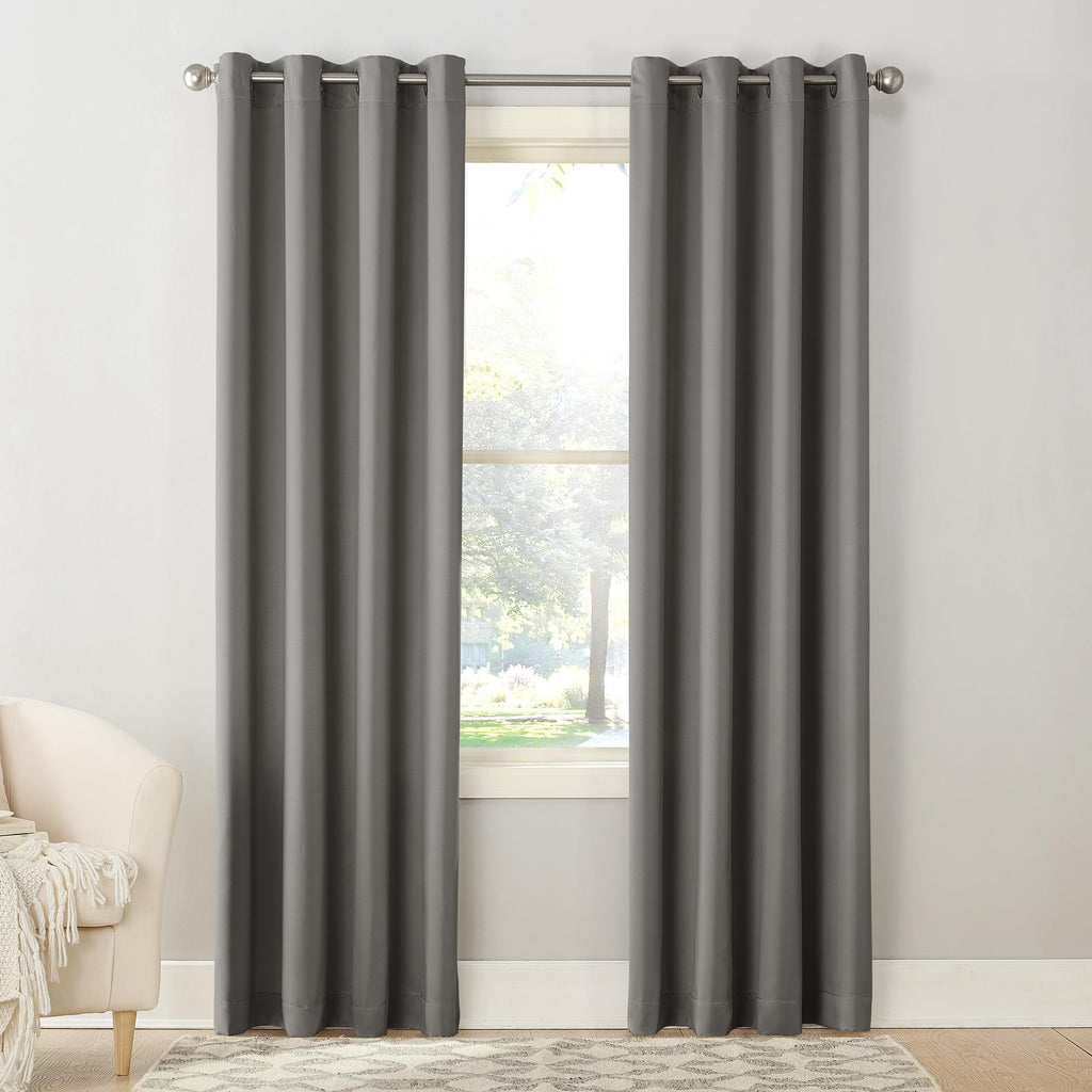 Sun Zero Barrow 2-Pack Energy Saving Grommet Curtain Panel Pair, 54'' x 108, Steel Gray