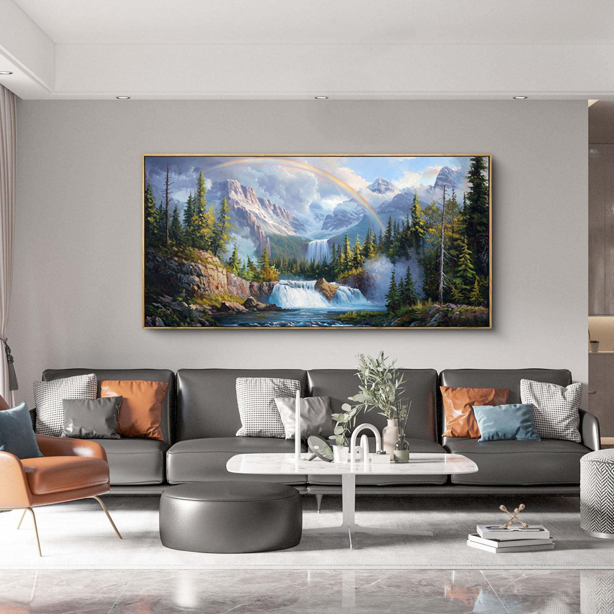XLSJERST Waterfall Wall Art - Natural Picture Lake Landscape Large Paintings Artwork for Walls Canvas Wall Art for Living Room B