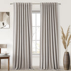 Uhitech Linen Blackout Curtains For Living Room Pinch Pleated Curtains Insulated Curtains 90 Inch Length 2 Panels Set Black Out