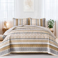 Wongs Bedding Boho Quilt Set King Size, Brown Bohemian 3 Pieces Fall Quilt Sets, Lightweight Summer Bedspread Coverlet Bedding S