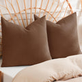Phf 100% Cotton Waffle Weave Throw Pillow Cover, 24' X 24', No Filling, 2 Pack Elegant Home Decorative Square Throw Pillow Covers For Bed Couch Sofa, Cappuccino