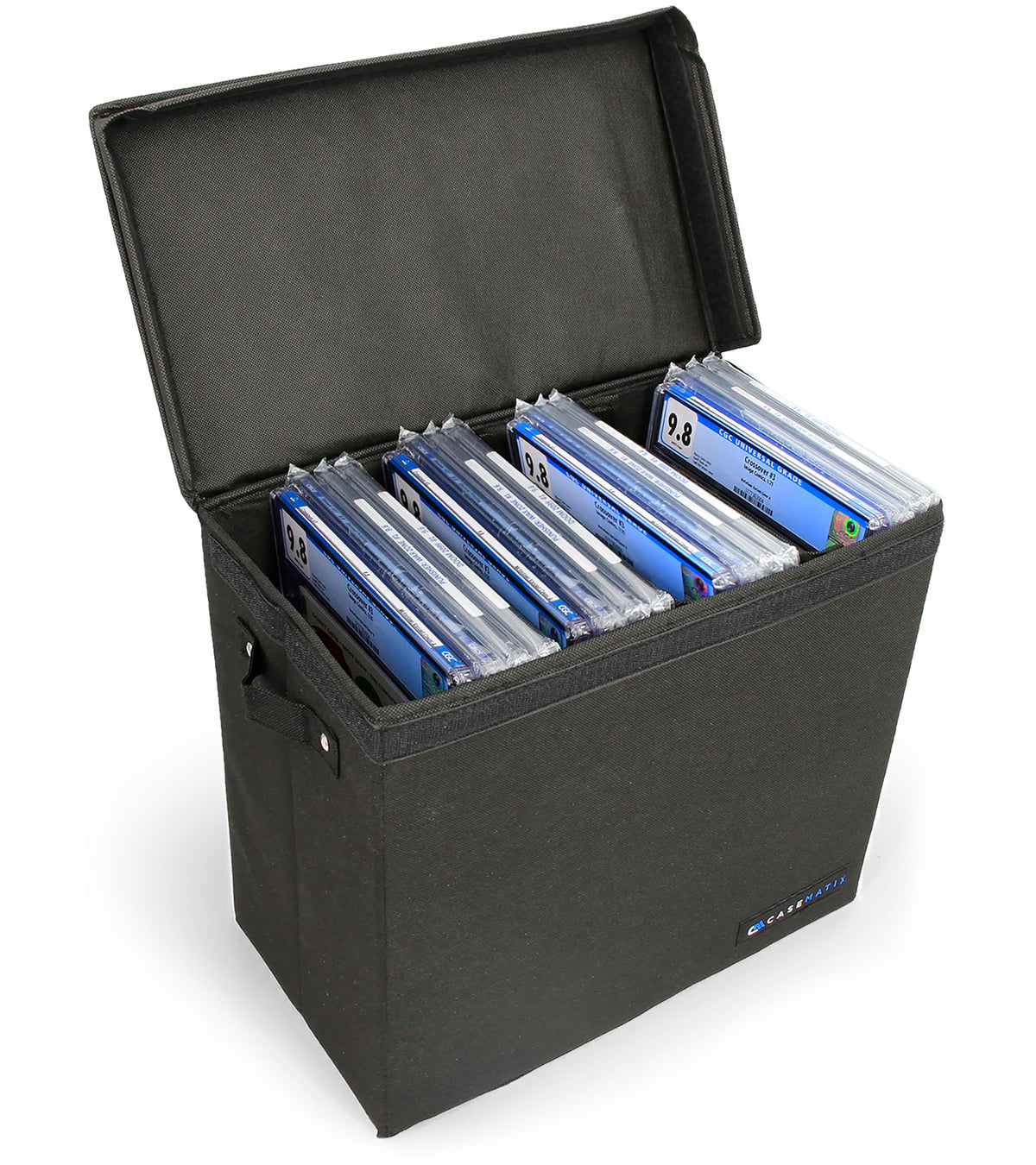 Casematix Graded Comic Book Storage Case Fits Up To 28 Cgc Graded Comics, Lightweight Comic Book Bin With Three Removable Comic